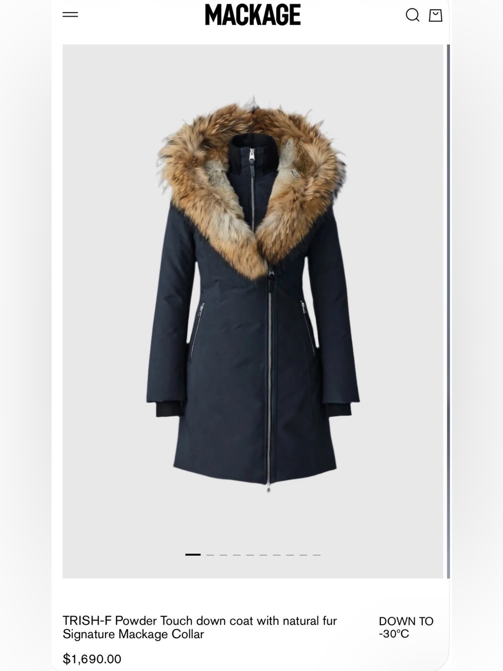Mackage Trish F Black Parka winter jacket coat Fur hood lining Trim M $1909